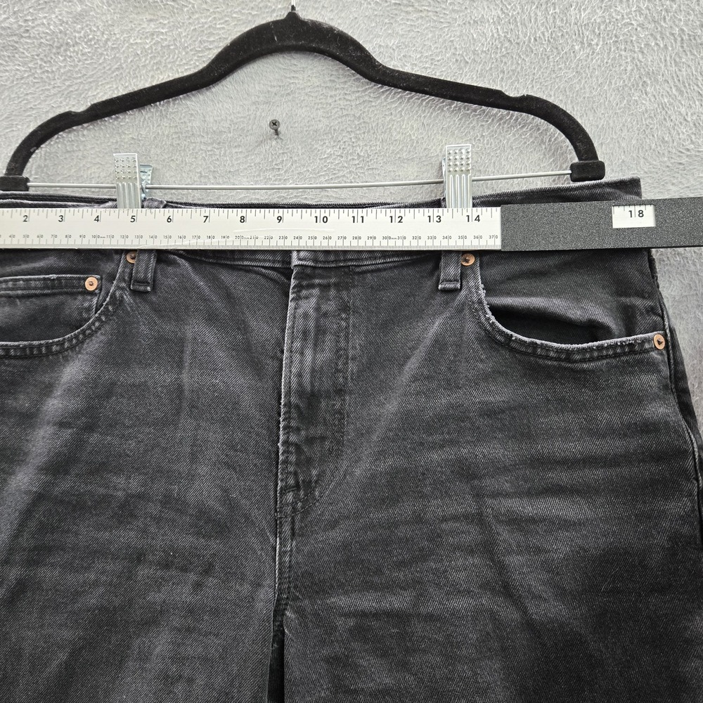 American Eagle Outfitters Women Jeans 14 Black Denim Stovepipe Baggy Y2K - Picture 7 of 12